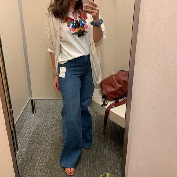 Free People Drapey Aline Flared Pull On Jeans - Picture 4 of 6
